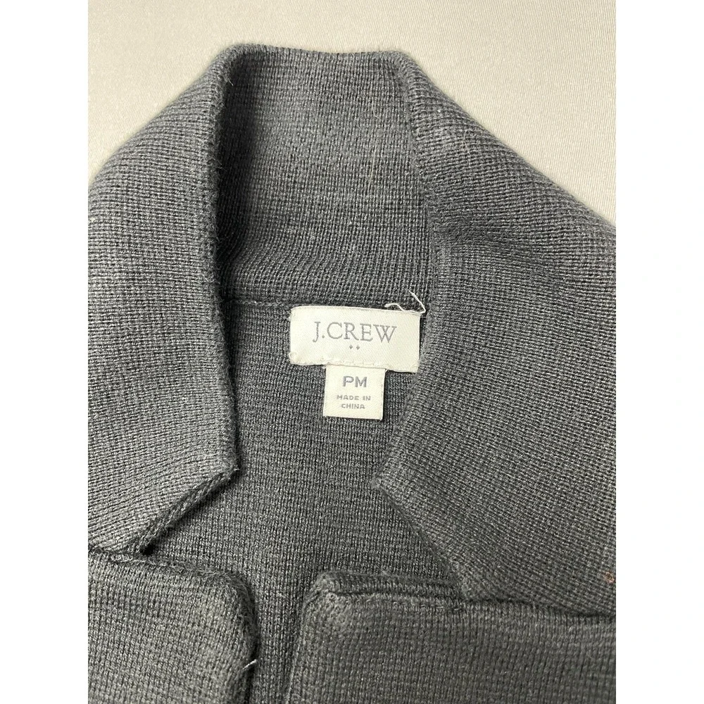 J Crew Women's Petite Medium PM Cotton Open Cardigan Sweater‎ Jacket Black